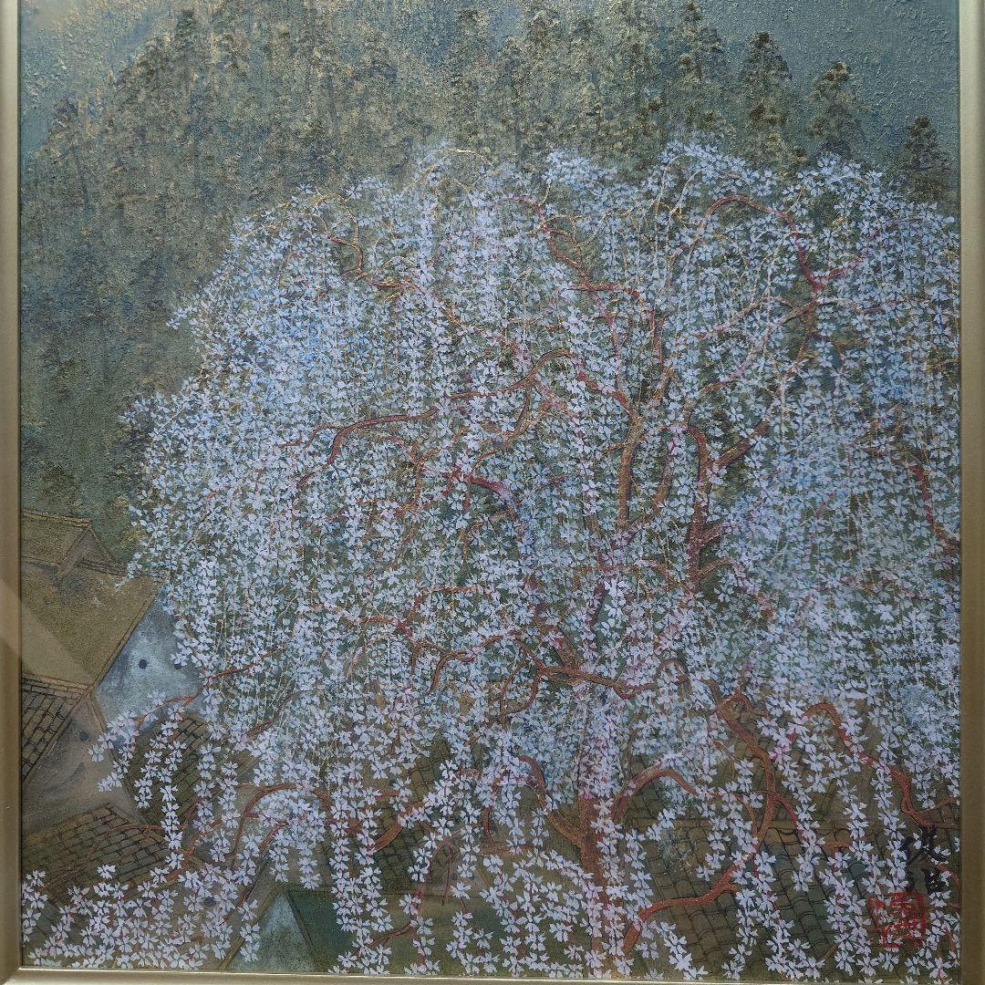枝垂れ（しだれ）桜　 俊治　華やかな金と桜の色で描いた美しい日本画　絵画