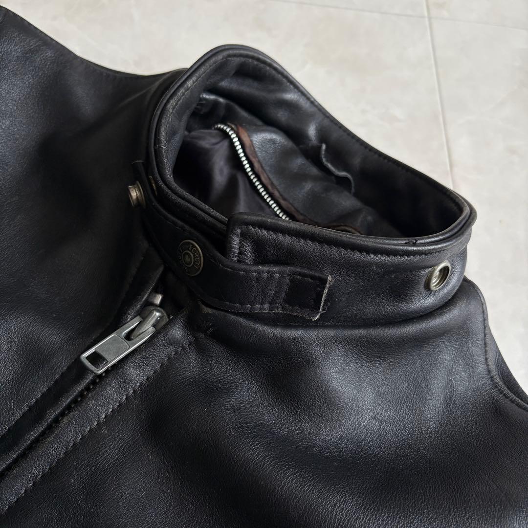 Schott 本革レザーシングルライダース 黒 36 カフェレーサー定番