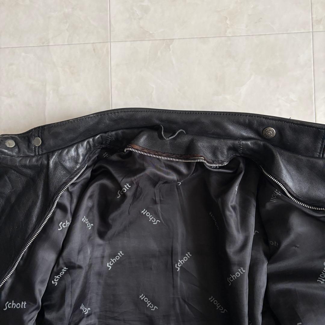 Schott 本革レザーシングルライダース 黒 36 カフェレーサー定番