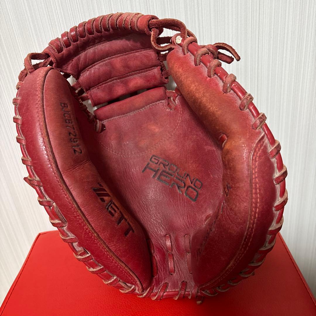 ZETT 少年野球　軟式　キャッチャーミット　グローブ　赤　小学生　中学生