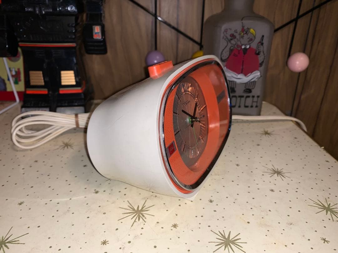 昭和レトロ　動作品　東芝　電気目覚時計　おはよう　スペースエイジ　レトロポップ