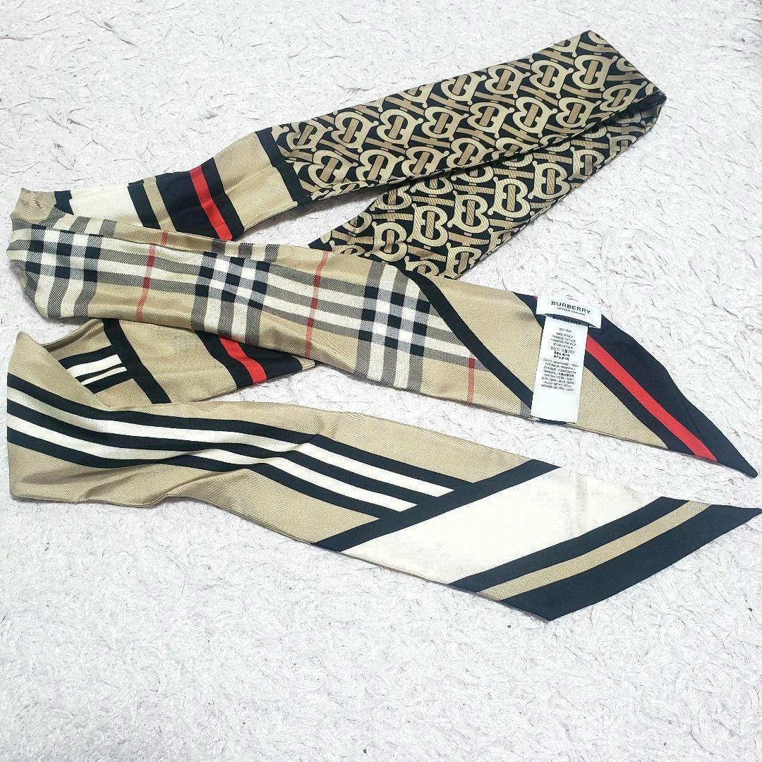 バーバリー BURBERRY スキニースカーフ ノバチェックTBロゴ 美品