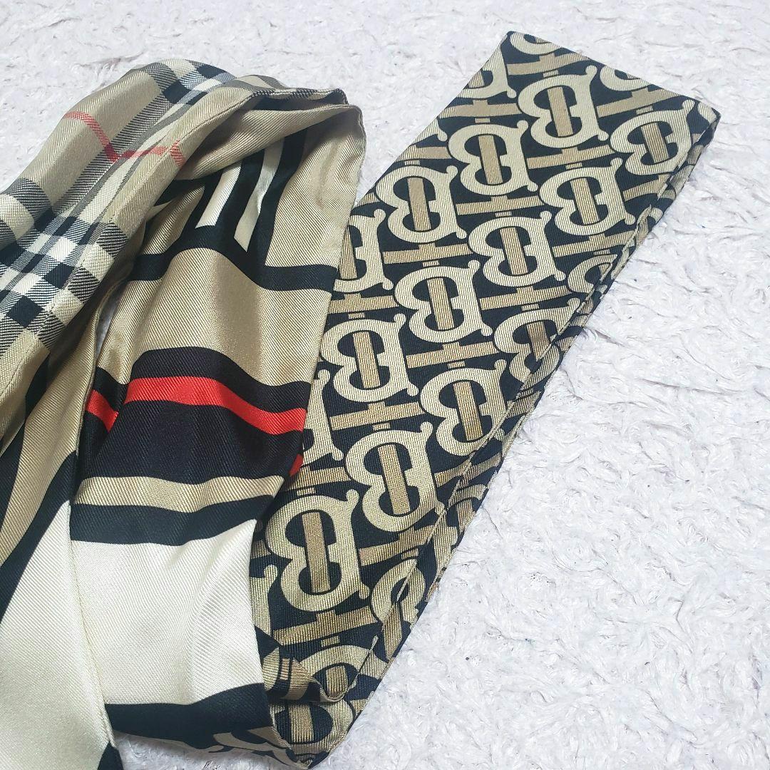 バーバリー BURBERRY スキニースカーフ ノバチェックTBロゴ 美品