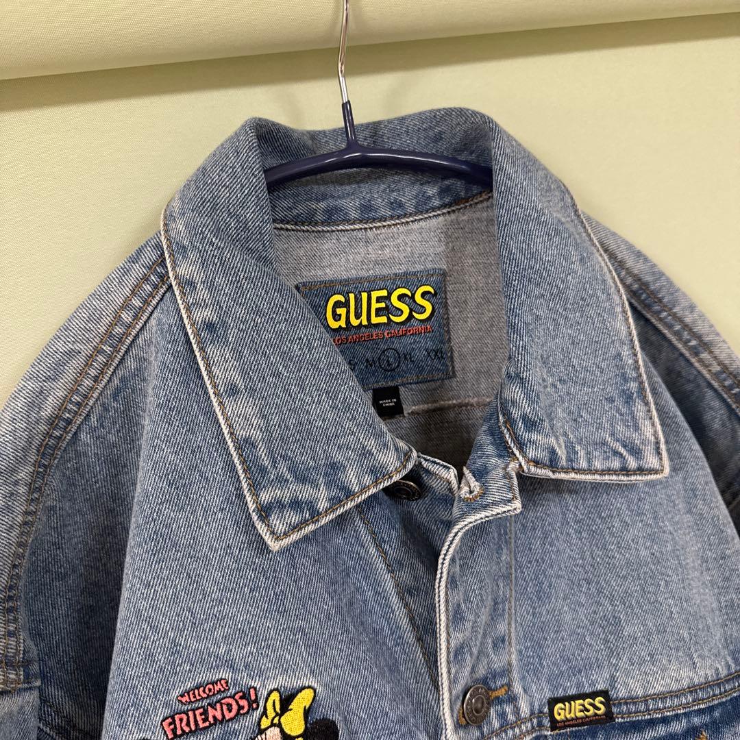 GUESS デニムジャケット 刺繍 Disney Friends ミッキー L