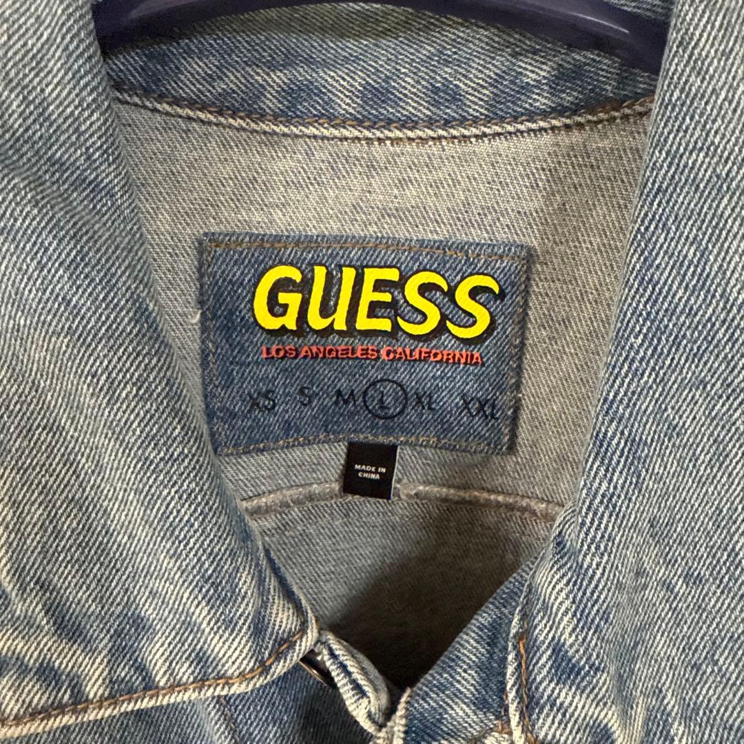 GUESS デニムジャケット 刺繍 Disney Friends ミッキー L
