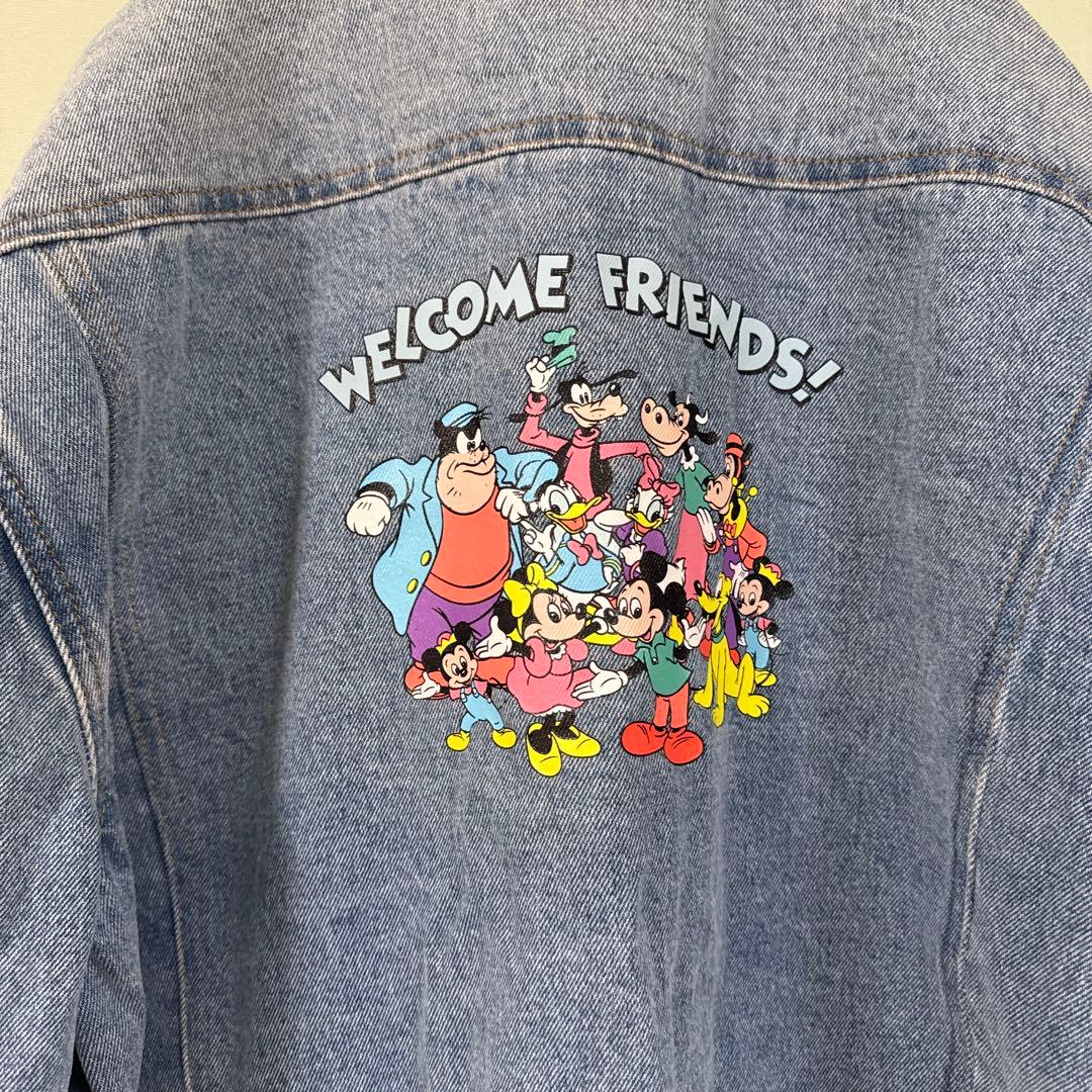 GUESS デニムジャケット 刺繍 Disney Friends ミッキー L