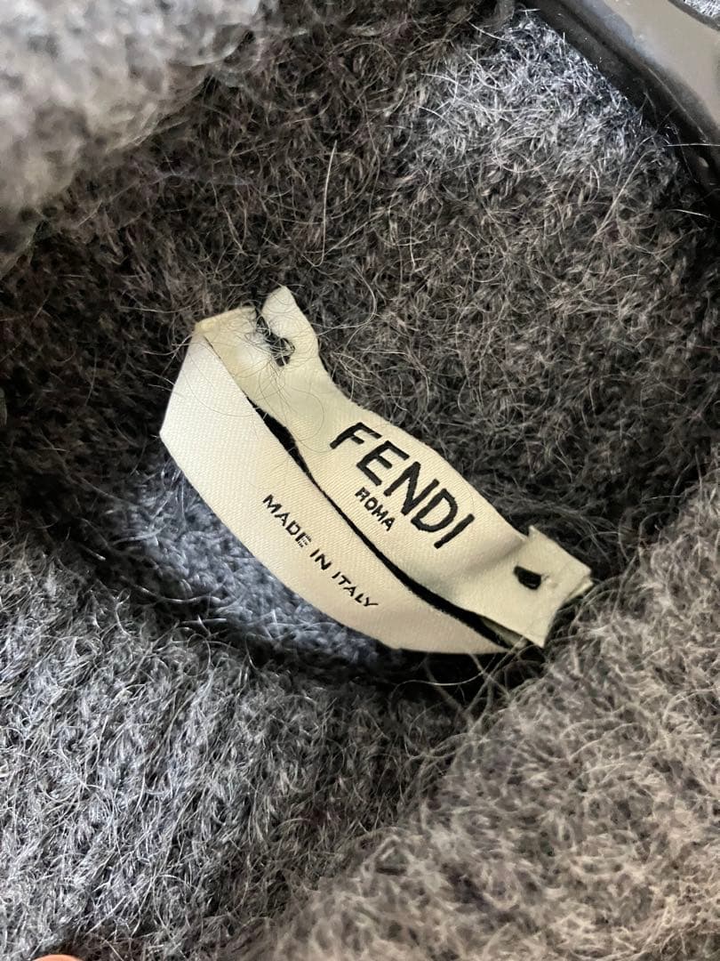 フェンディFENDIノースリーブハイネックニットワンピース36グレーtheory