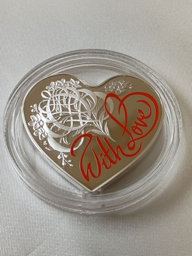 【希少】2016年 WithLove 5ドル記念ハート型 純銀銀貨 1oz