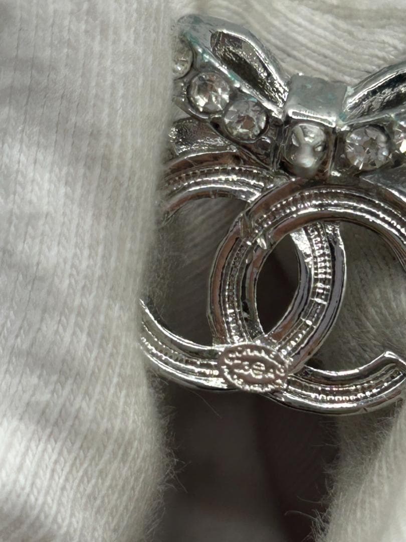 CHANEL シャネル CC ココマーク リボン ラインストーン ピアス 片耳