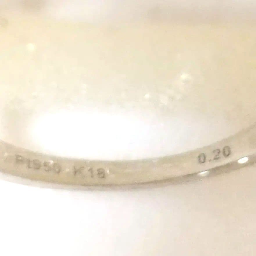 ダイヤモンド K18 Pt950 コンビリング Velicia 箱・証明書付き