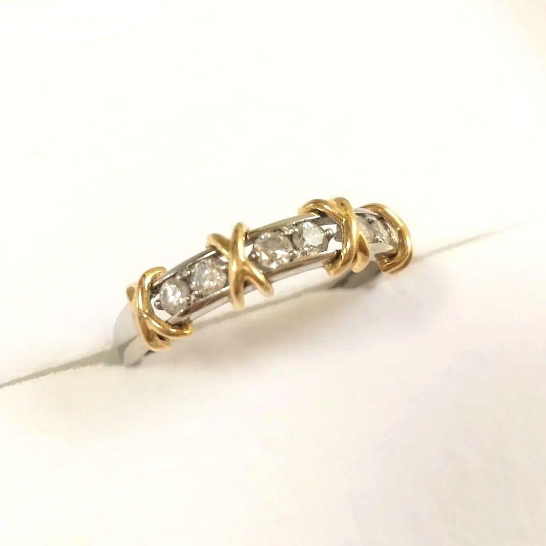 ダイヤモンド K18 Pt950 コンビリング Velicia 箱・証明書付き
