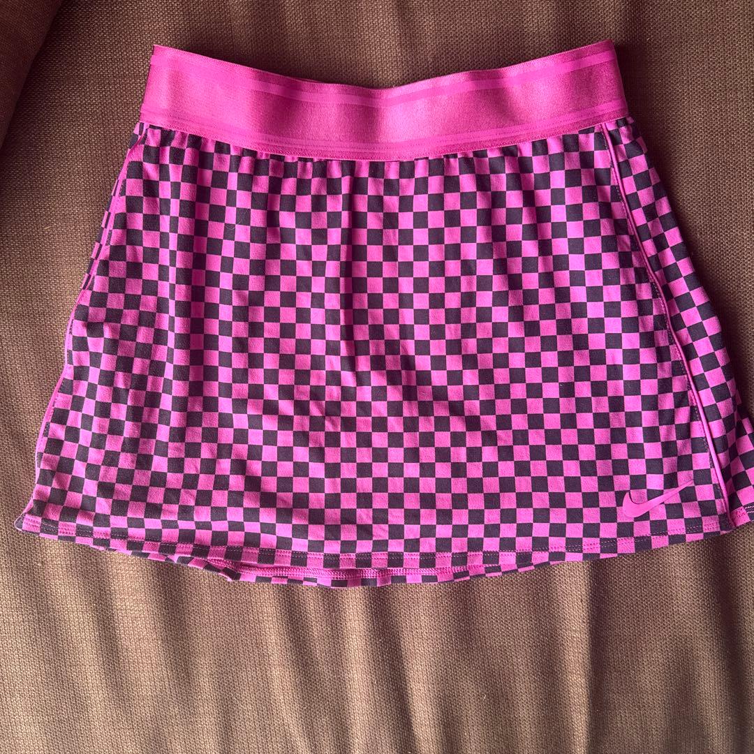 テニス スコート NIKEピンク チェック スカート XS