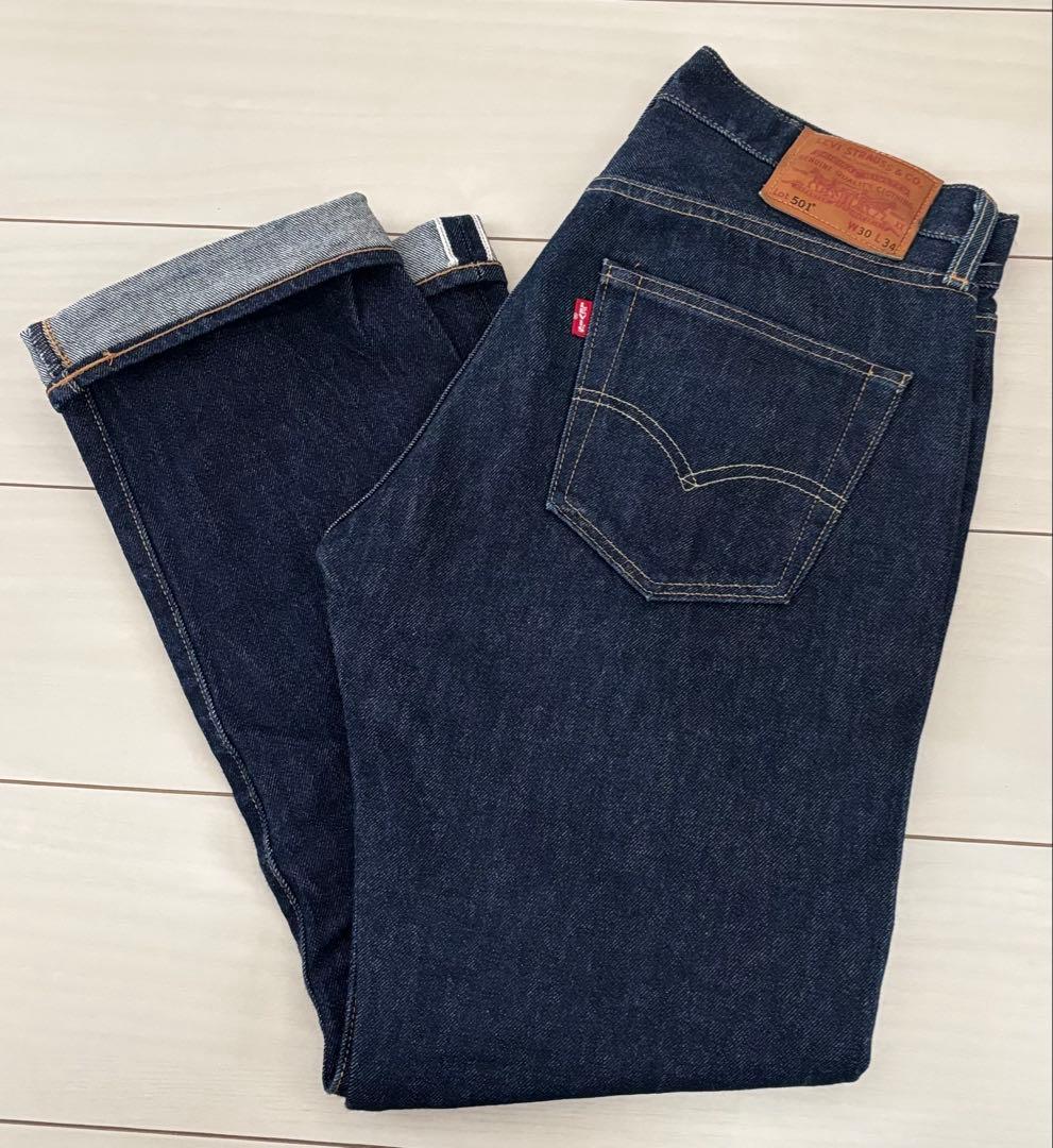 USA製　Levi's 501　セルビッチデニム【W30 L34】革パッチ　濃紺