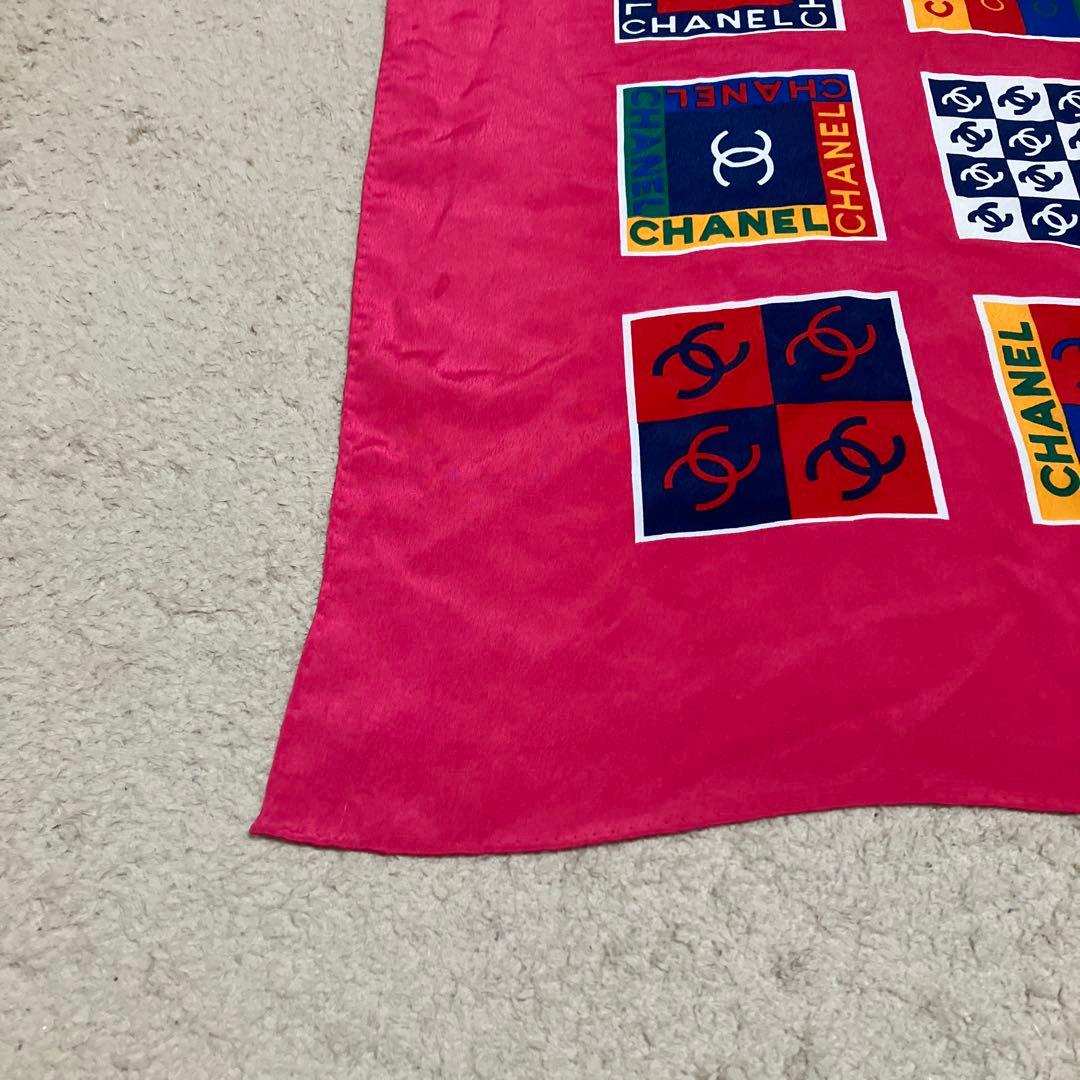 vintage CHANEL シャネル COCOロゴ総柄 スカーフ ノベルティ