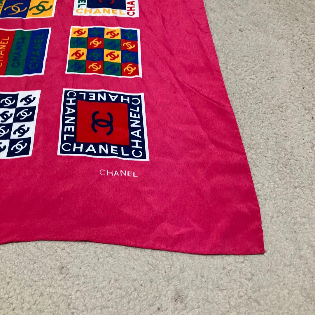 vintage CHANEL シャネル COCOロゴ総柄 スカーフ ノベルティ