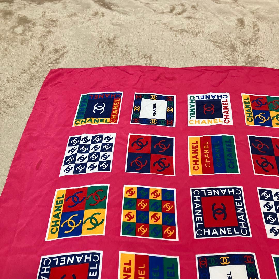 vintage CHANEL シャネル COCOロゴ総柄 スカーフ ノベルティ