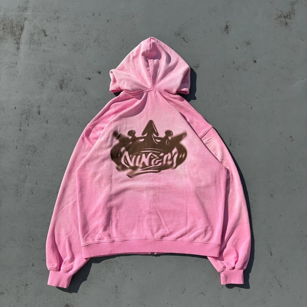 トップス 9090 Motion King Logo Pigment Zip Hoodie