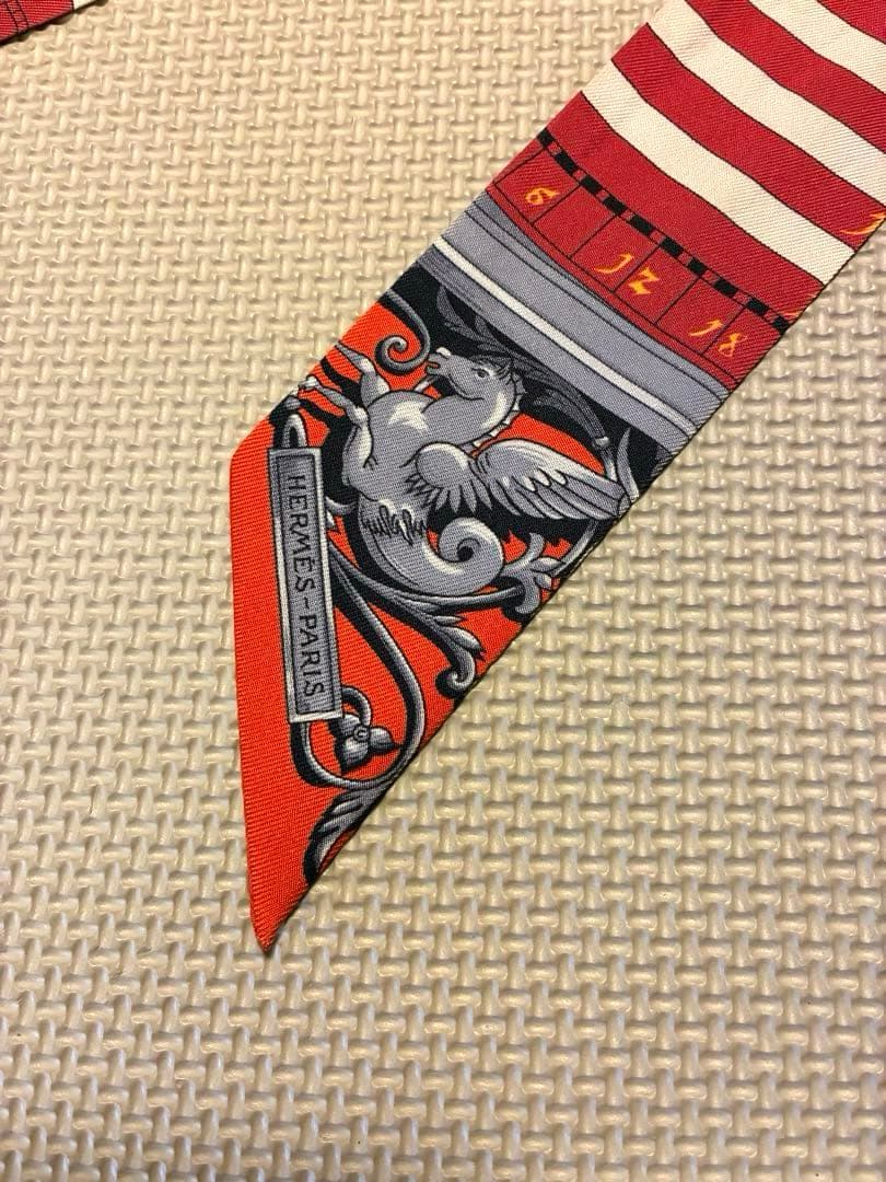 本日限定お値下げ！美品HERMES ツイリー　太陽　正規品　箱付き　赤　オレンジ