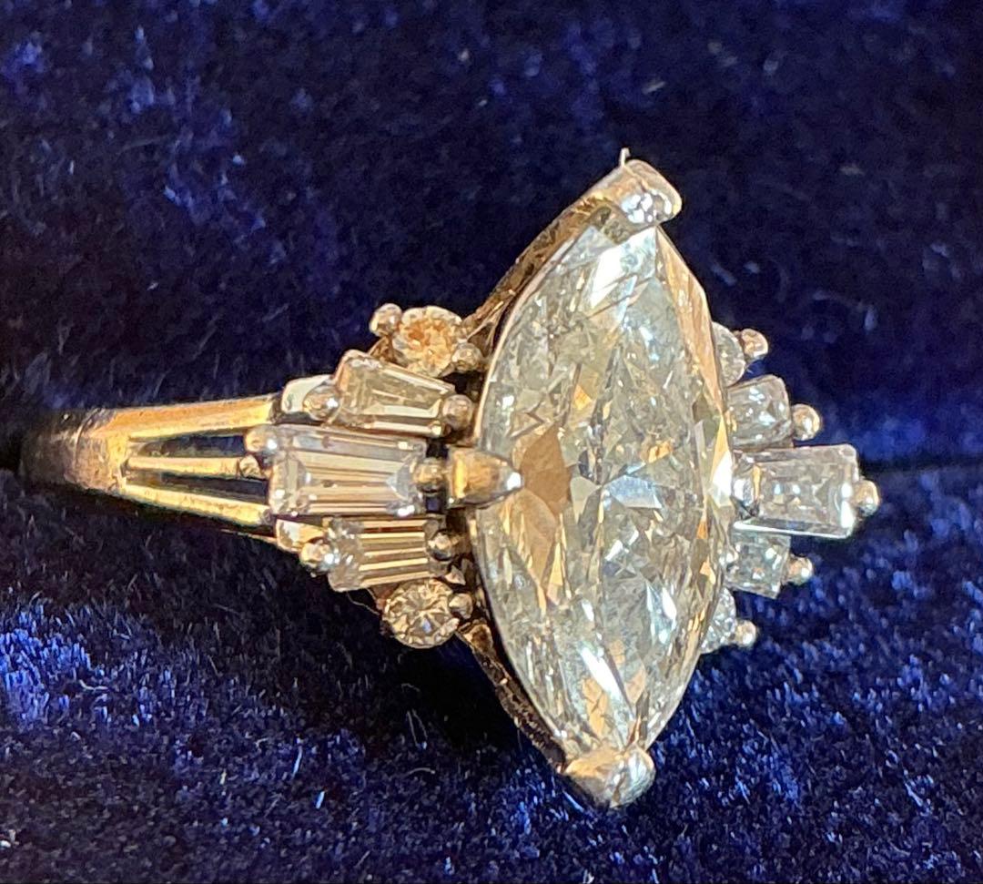 こ*り様 刻印本物保証！中ダイヤ2.31ct 脇ダイヤ0.39PT900マーキス