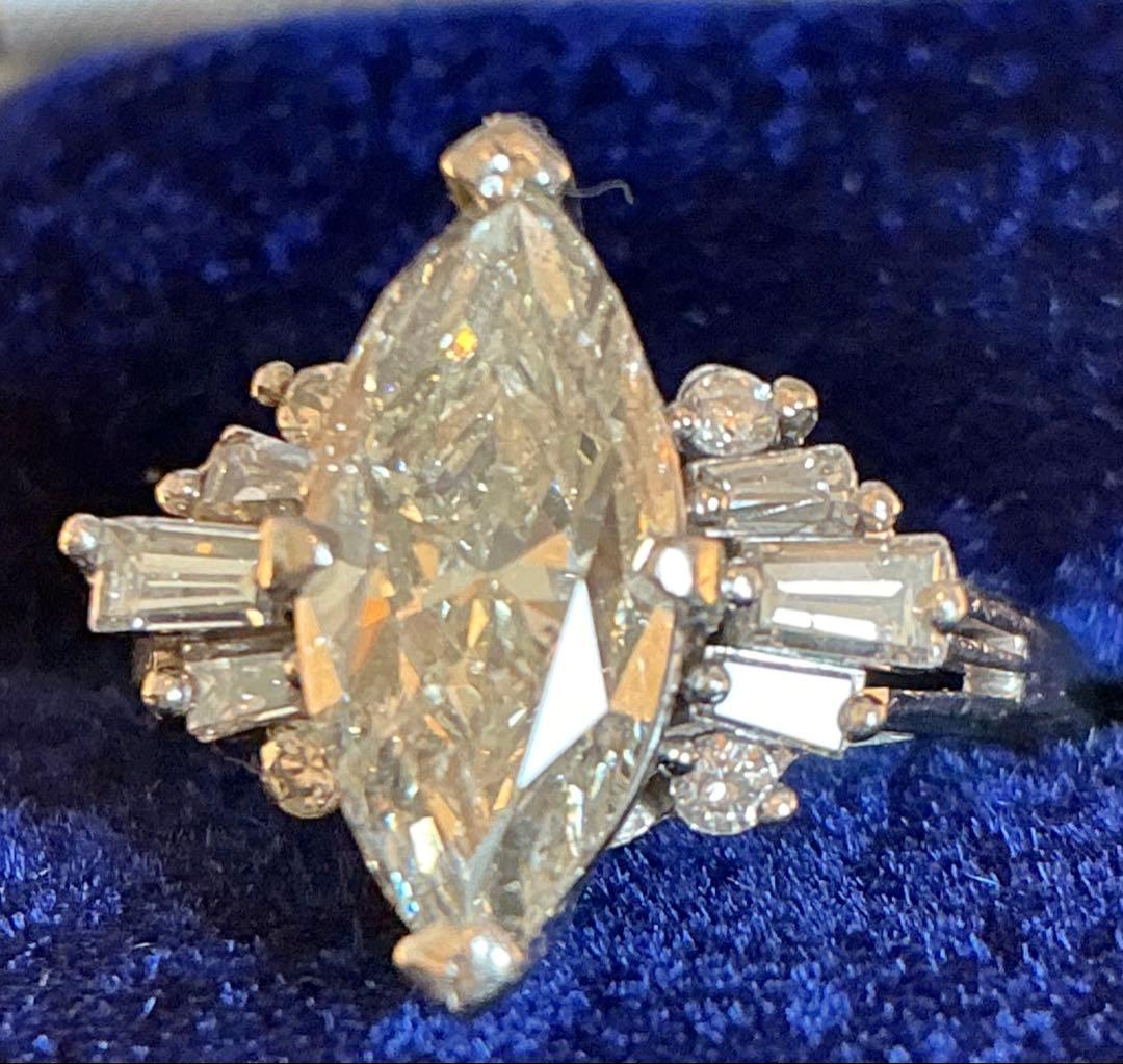 こ*り様 刻印本物保証！中ダイヤ2.31ct 脇ダイヤ0.39PT900マーキス