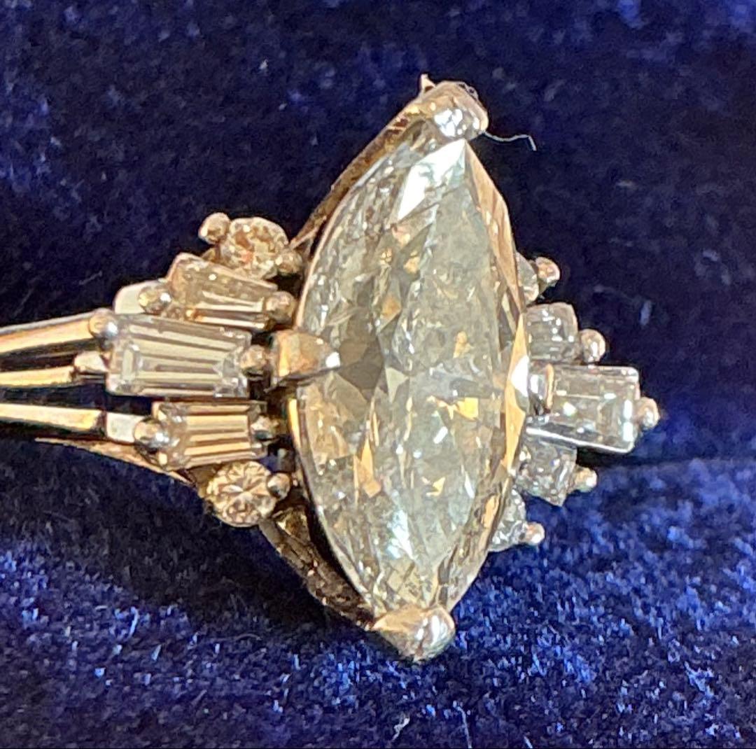 こ*り様 刻印本物保証！中ダイヤ2.31ct 脇ダイヤ0.39PT900マーキス