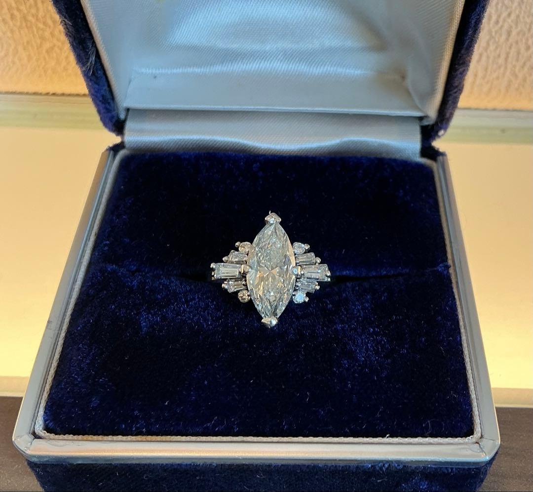 こ*り様 刻印本物保証！中ダイヤ2.31ct 脇ダイヤ0.39PT900マーキス