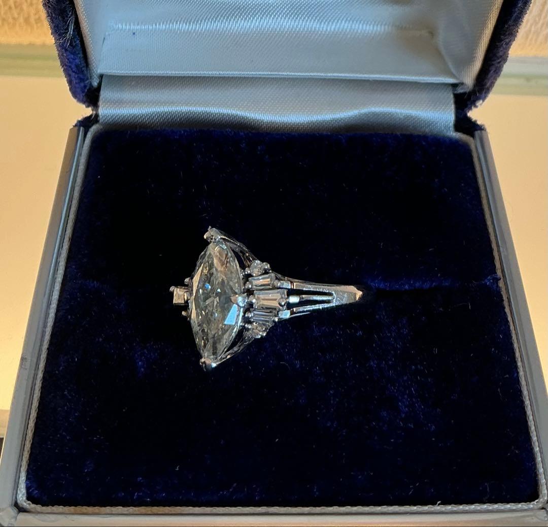 こ*り様 刻印本物保証！中ダイヤ2.31ct 脇ダイヤ0.39PT900マーキス