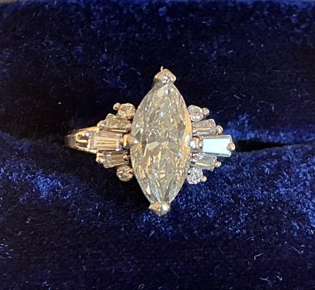 こ*り様 刻印本物保証！中ダイヤ2.31ct 脇ダイヤ0.39PT900マーキス