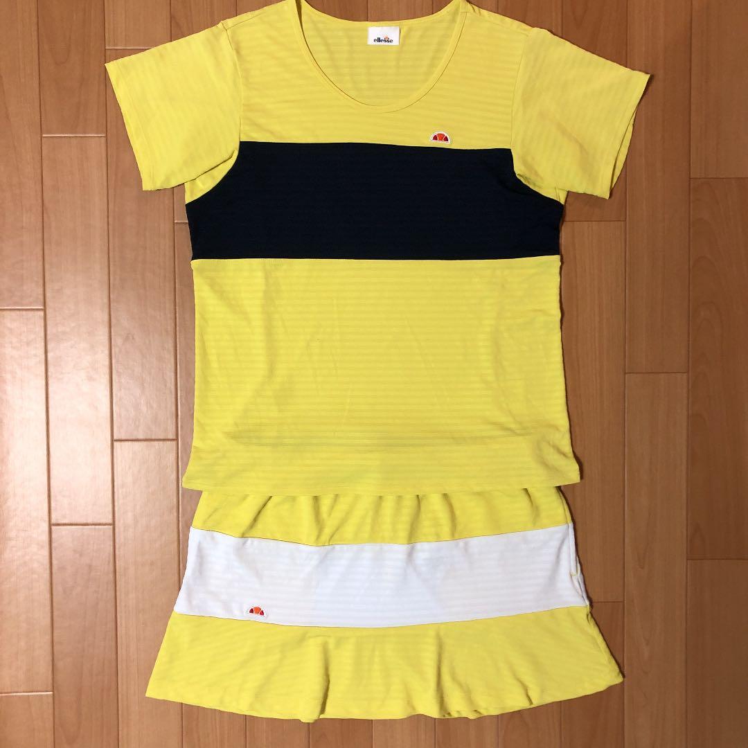 ellesse エレッセ テニスウェア 上下セット イエロー ホワイト 黄 黒