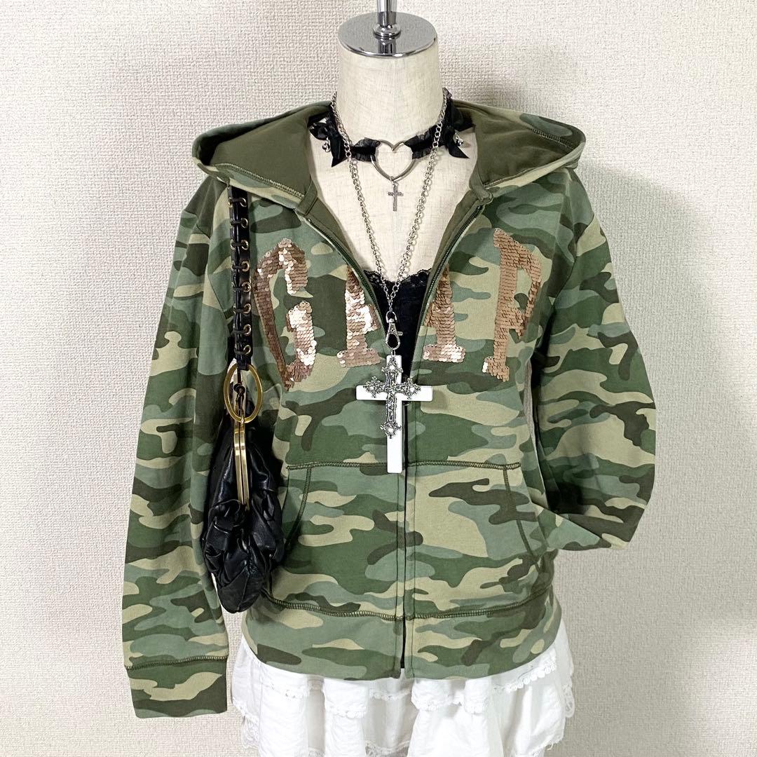 【レア】GAP パーカー y2k 迷彩 スパンコール フルジップ 平成ギャル