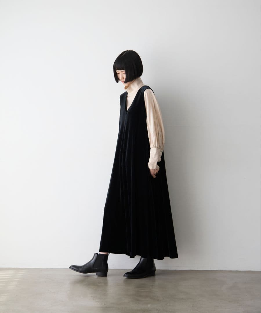 foufou フーフー DRESS #16 ノースリーブベロアワンピース