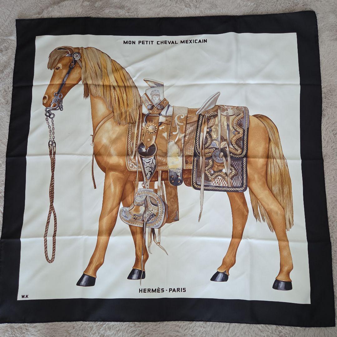 【エルメス】HERMÈS　カレ メキシカン　馬デザイン スカーフ 90cm