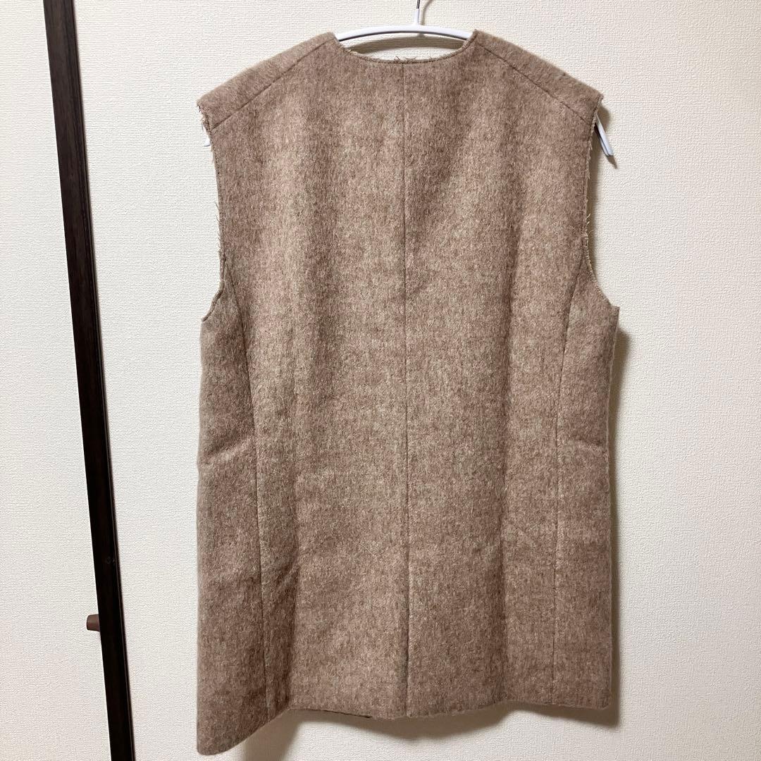 25AW 未使用　Plage シャギーロングベスト ジレ　モヘヤ　ウール　38