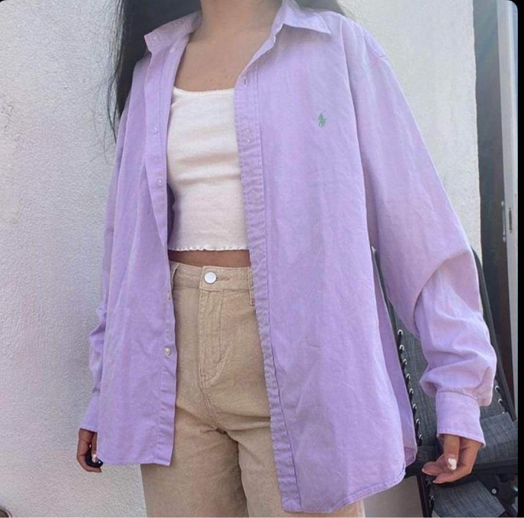 ラルフローレン リネンシャツ　パープル