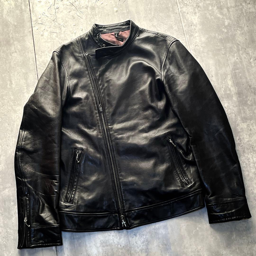 希少サイズ3 glamb 羊革　ラムレザー　レザーライダースジャケット　シングル