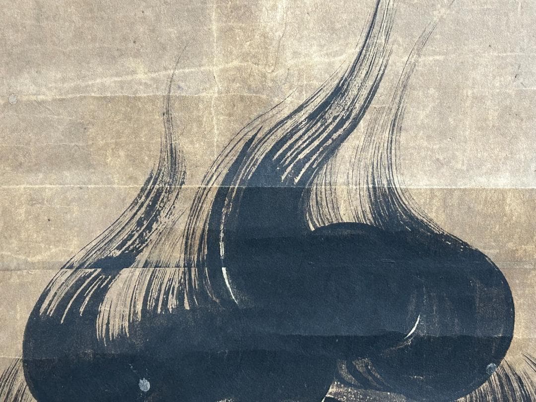 江戸時代 二面大黒天玉 画賛 紙本 肉筆 掛軸 仏画 仏教美術　50