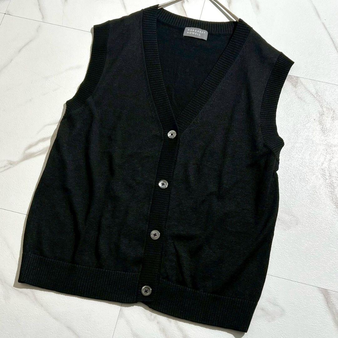24年モデル/美品☆マーガレットハウエル　ニットベスト　リネン混　ブラック
