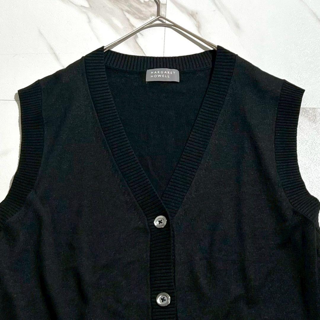 24年モデル/美品☆マーガレットハウエル　ニットベスト　リネン混　ブラック