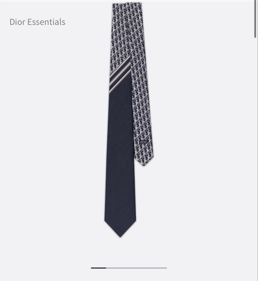 【新品同様】DIOR オブリーク シルクネクタイ ネイビー