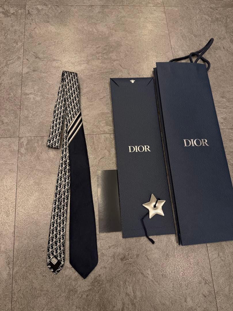 【新品同様】DIOR オブリーク シルクネクタイ ネイビー