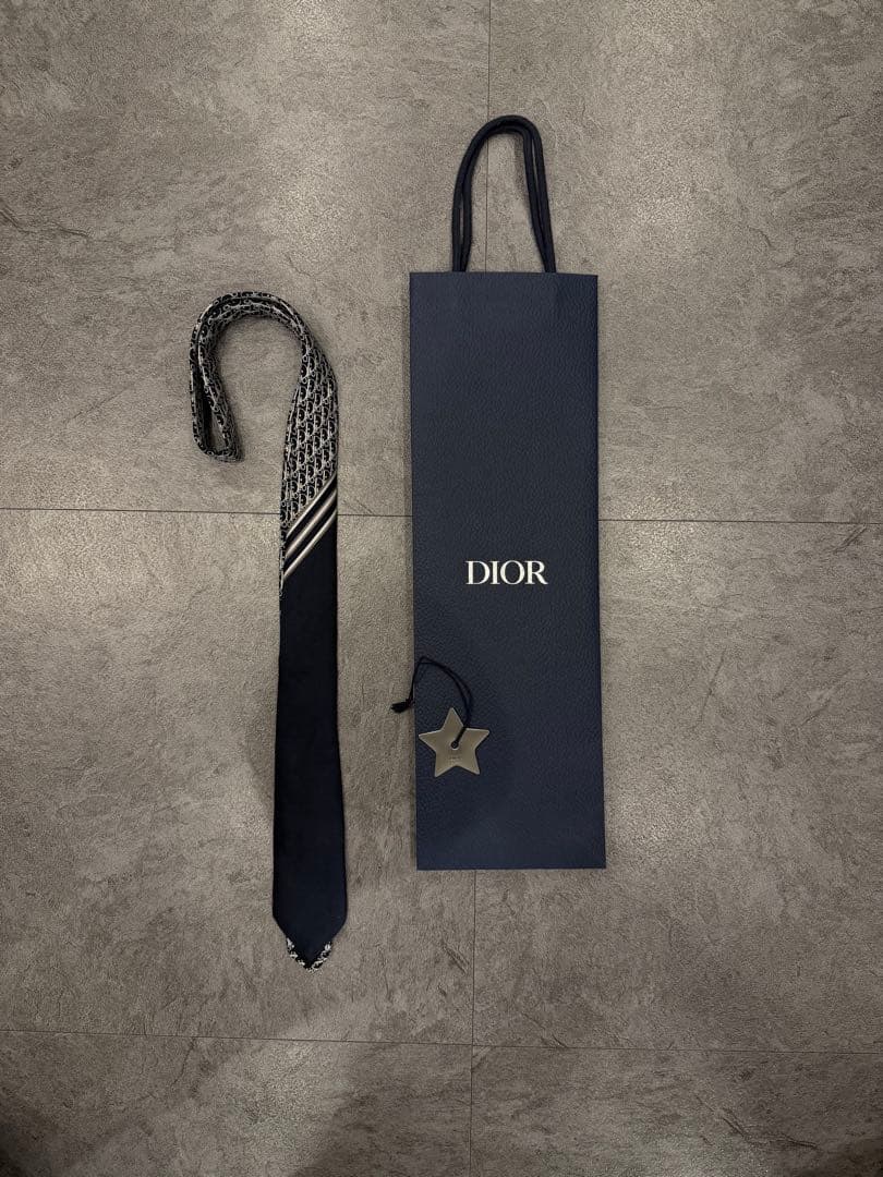 【新品同様】DIOR オブリーク シルクネクタイ ネイビー