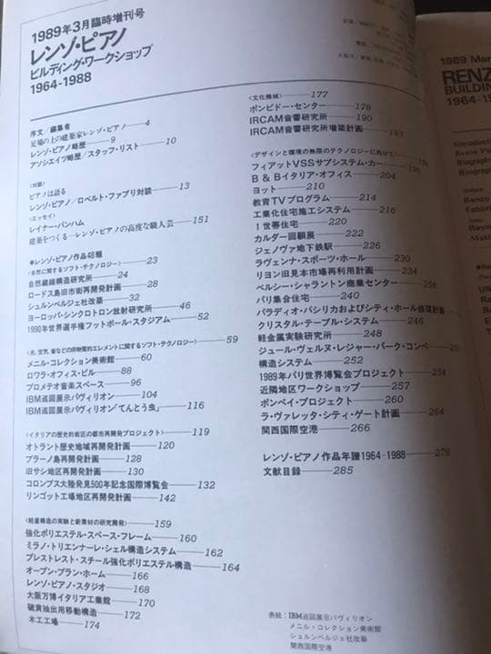 a+u 1989年臨時増刊号 レンゾ・ピアノ 1964-1988 エーアンドユー