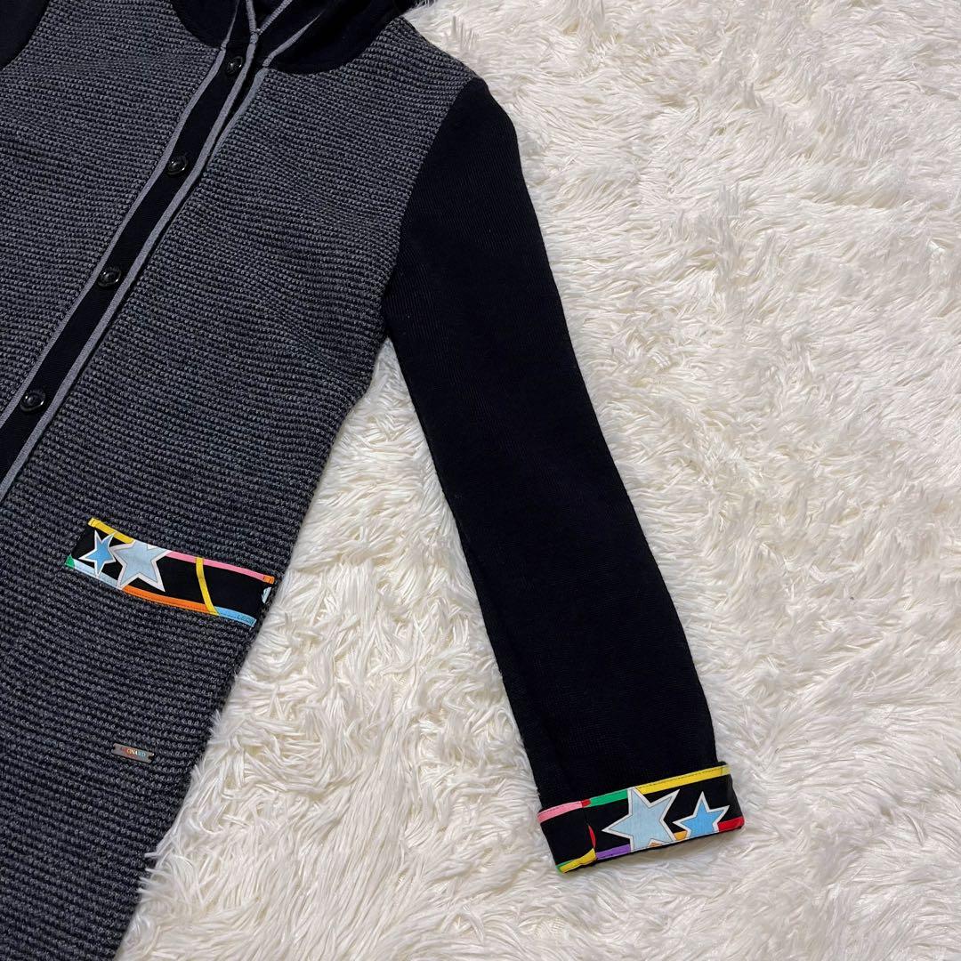 【美品】LEONARD SPORT ニットジャケット　コート　フード付　ブラック