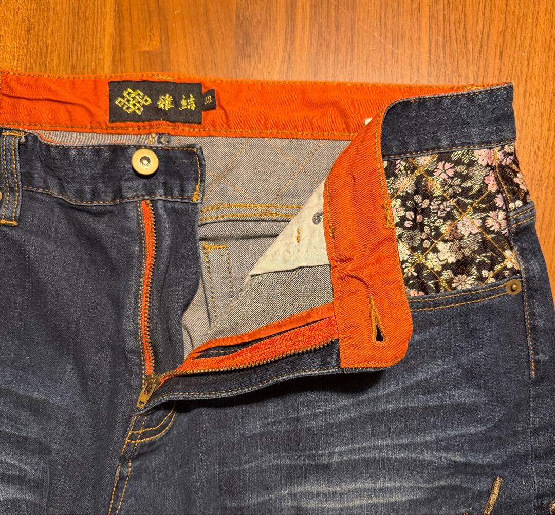(MIYABI MUSUBI 雅結)刺繍デニムパンツ