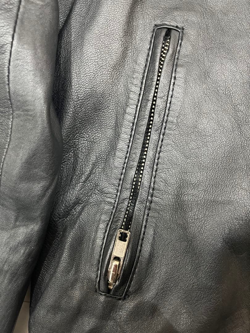 GUARANTEED 羊革Lサイズ　ダブルレザージャケット ブラック