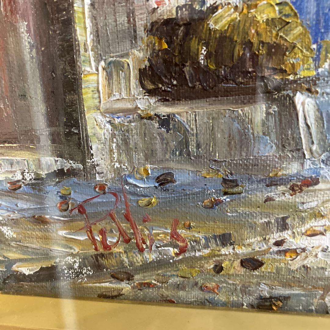 油絵　油彩画 風景　街並　フランス