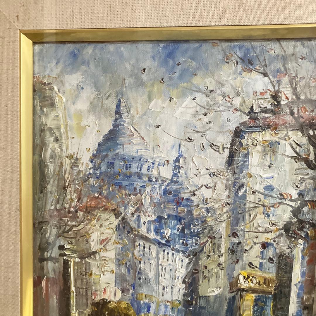 油絵　油彩画 風景　街並　フランス