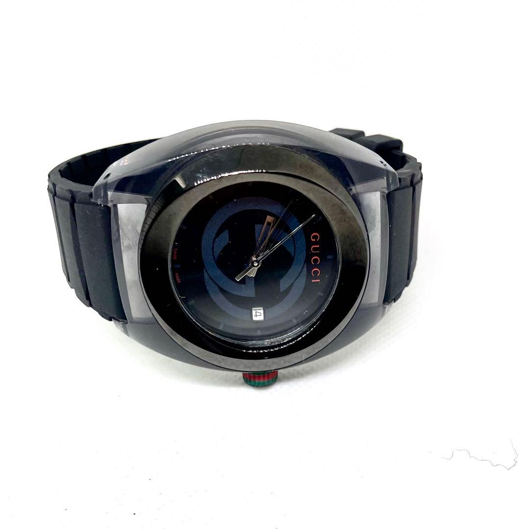 稼働品　GUCCI SYNC ブラック ラバーベルト 時計