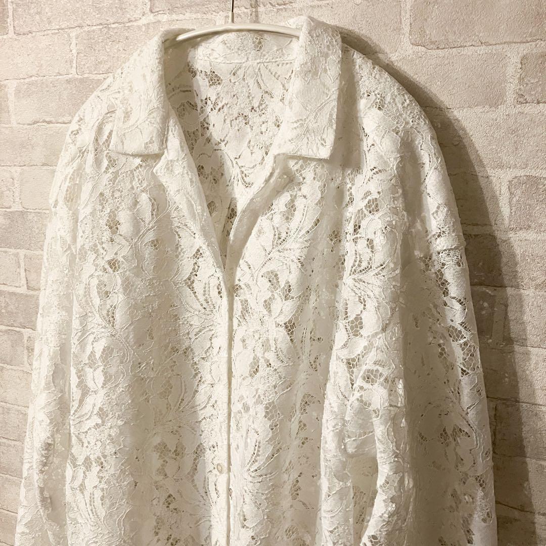 【未使用級】NOBLE 完売品✨25ssボタニカルレースオープンカラーシャツ