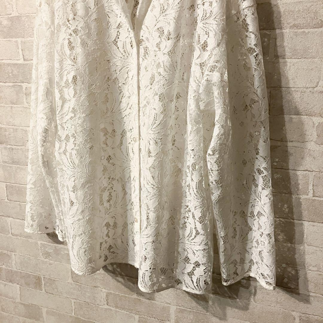 【未使用級】NOBLE 完売品✨25ssボタニカルレースオープンカラーシャツ